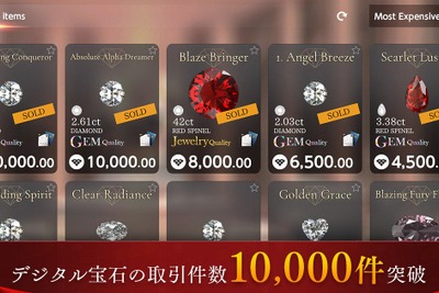 ブロックチェーンゲーム『Brilliantcrypto』、デジタル宝石取引1万件突破　最高額は約56万円 画像